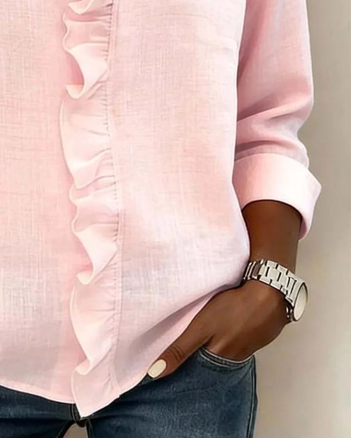 Livia | Elegant Ruffled V-Neck Women's Blouse 7