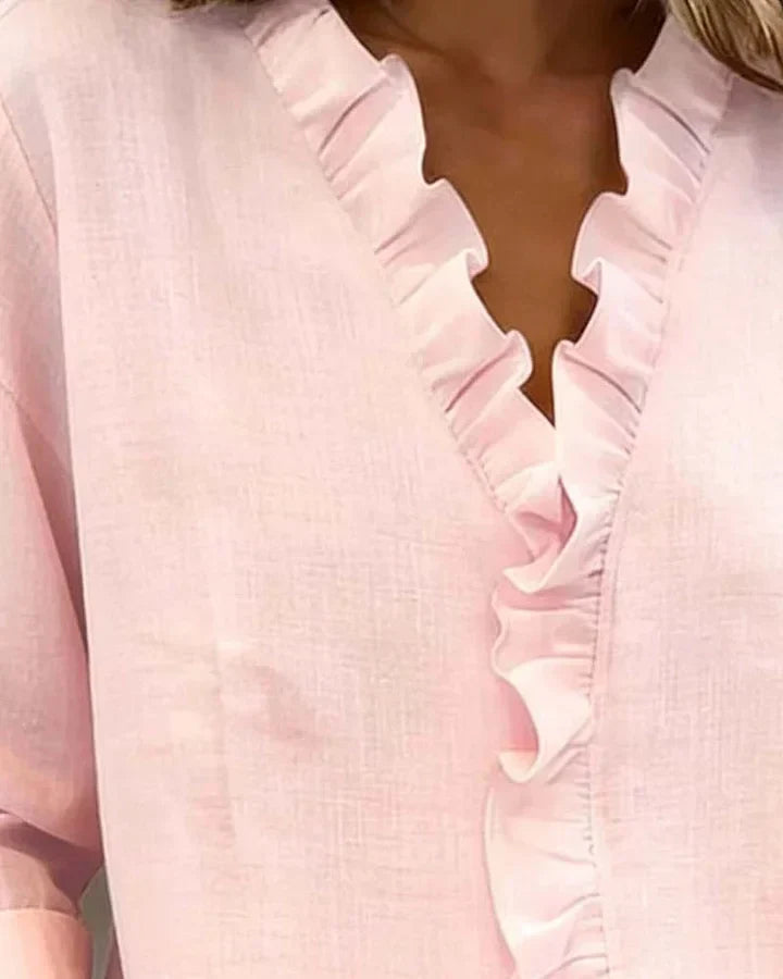 Livia | Elegant Ruffled V-Neck Women's Blouse 8