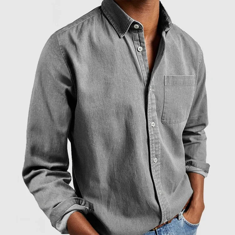 Long Sleeve Polo | Point Collar, Chest Pocket Detail