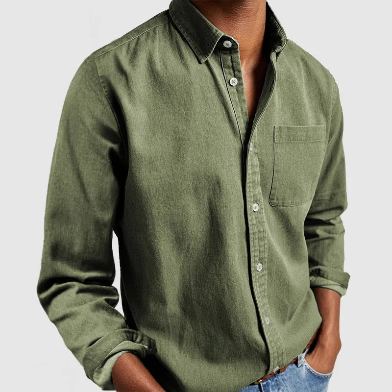 Long Sleeve Polo | Point Collar, Chest Pocket Detail