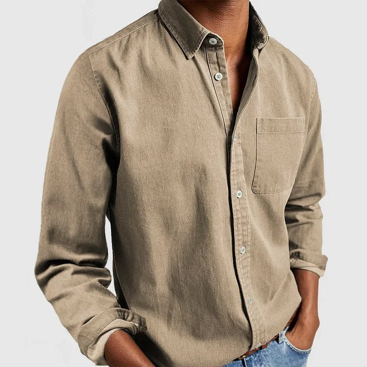 Long Sleeve Polo | Point Collar, Chest Pocket Detail