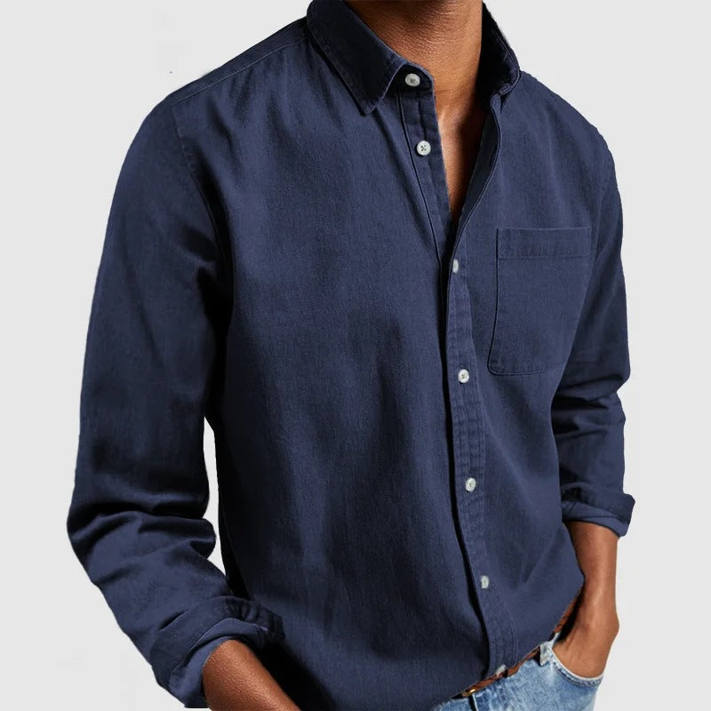 Long Sleeve Polo | Point Collar, Chest Pocket Detail