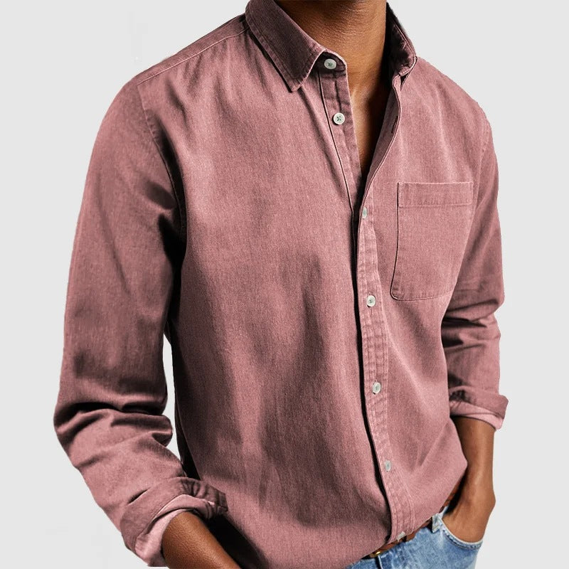 Long Sleeve Polo | Point Collar, Chest Pocket Detail