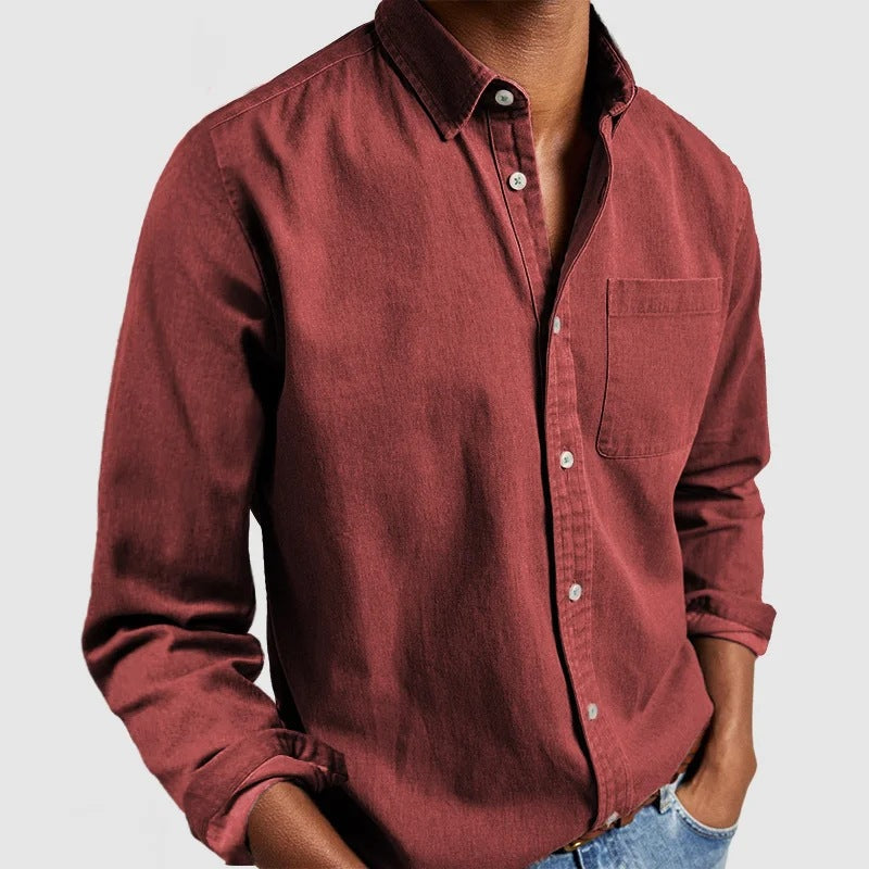 Long Sleeve Polo | Point Collar, Chest Pocket Detail