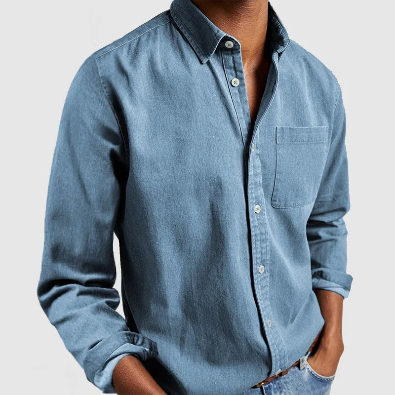 Long Sleeve Polo | Point Collar, Chest Pocket Detail