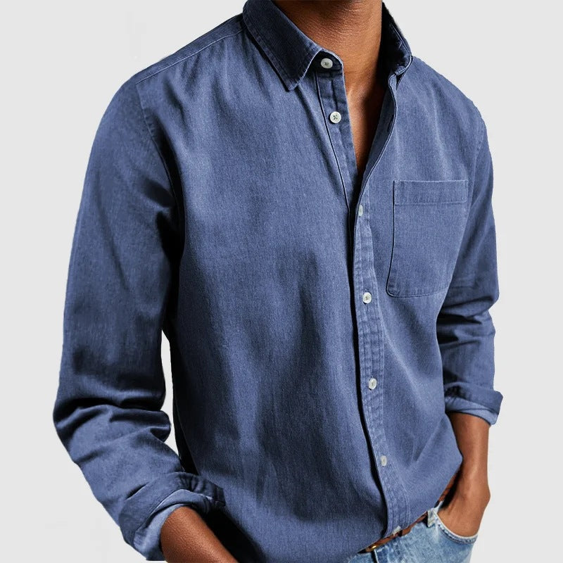 Long Sleeve Polo | Point Collar, Chest Pocket Detail