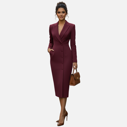 Lorna - Elegant Long Sleeve Bodycon Midi Blazer Dress 3
