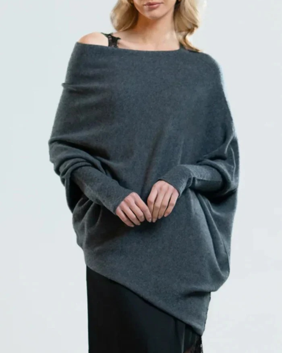 Women's Asymmetrical Knit Jumper | Swing Neckline Design 5