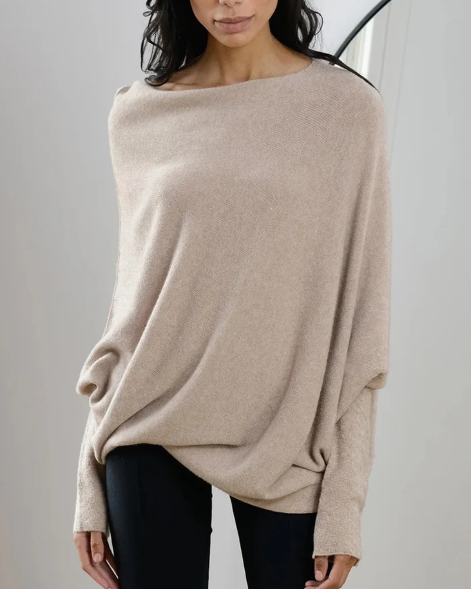 Women's Asymmetrical Knit Jumper | Swing Neckline Design 4