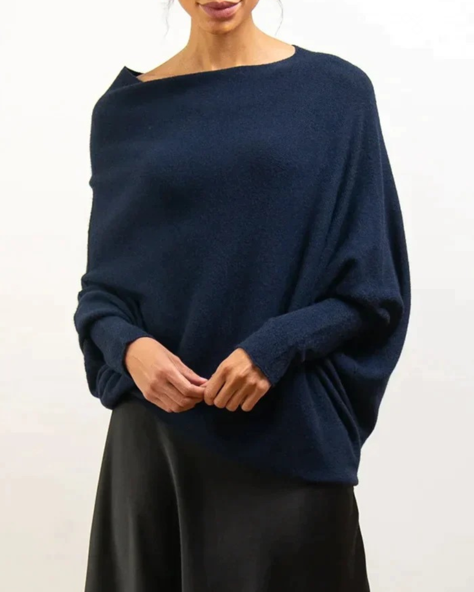 Women's Asymmetrical Knit Jumper | Swing Neckline Design 6