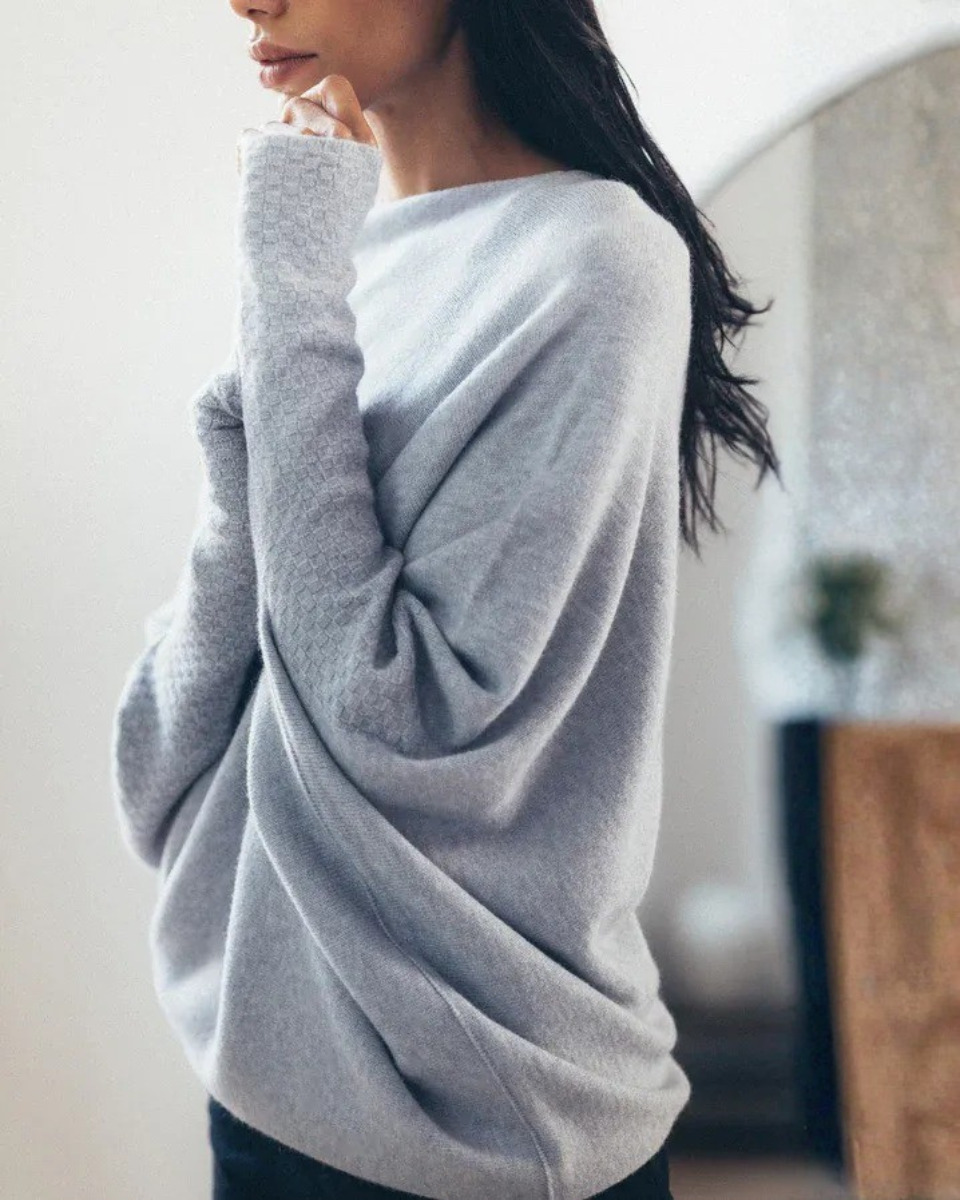 Women's Asymmetrical Knit Jumper | Swing Neckline Design 1