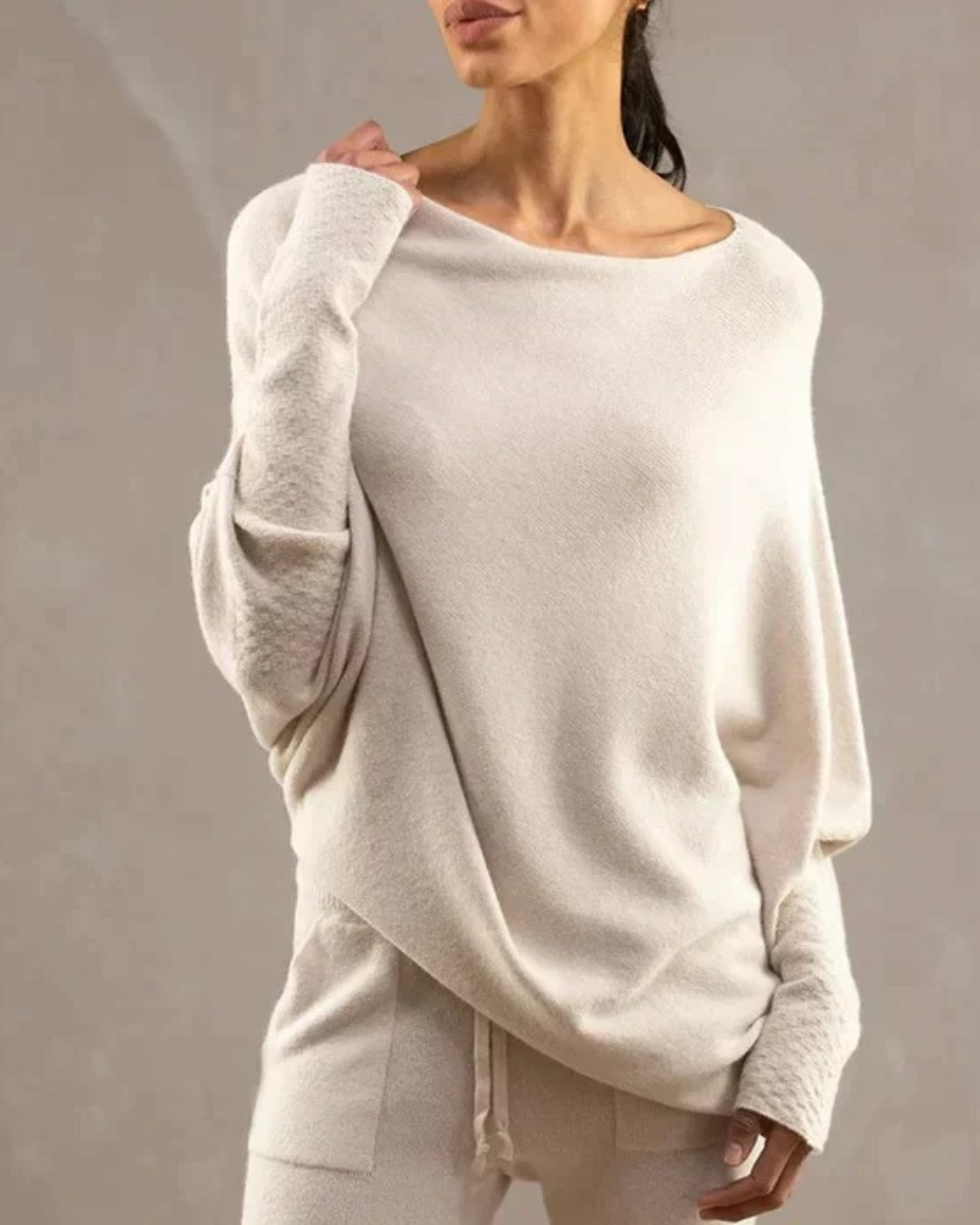 Women's Asymmetrical Knit Jumper | Swing Neckline Design 2