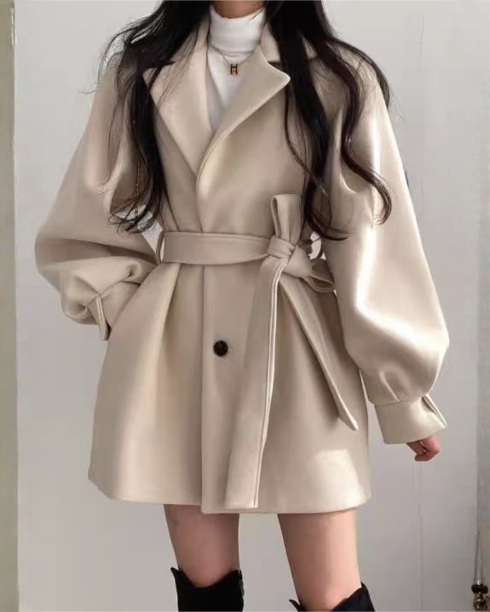 Women's Belted Trench Coat | Slim Fit & Puff Sleeve 1