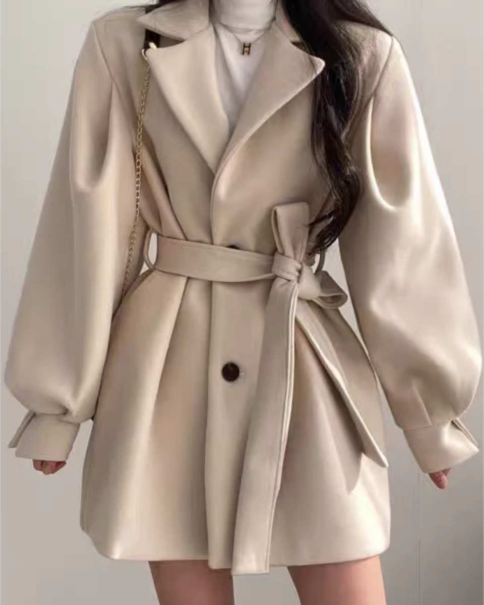 Women's Belted Trench Coat | Slim Fit & Puff Sleeve 2