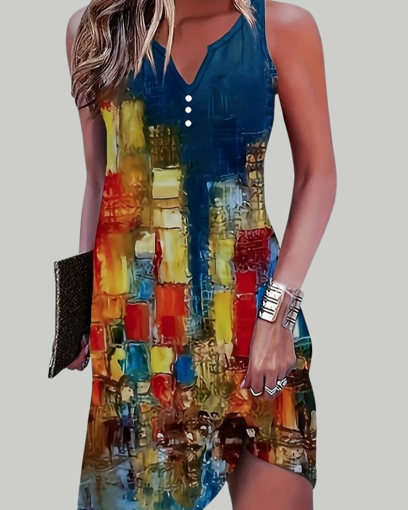 Lunaria - Womens Sleeveless V Neck Midi Summer Dress 0