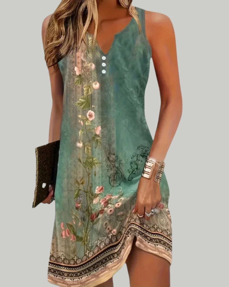 Lunaria - Womens Sleeveless V Neck Midi Summer Dress 6