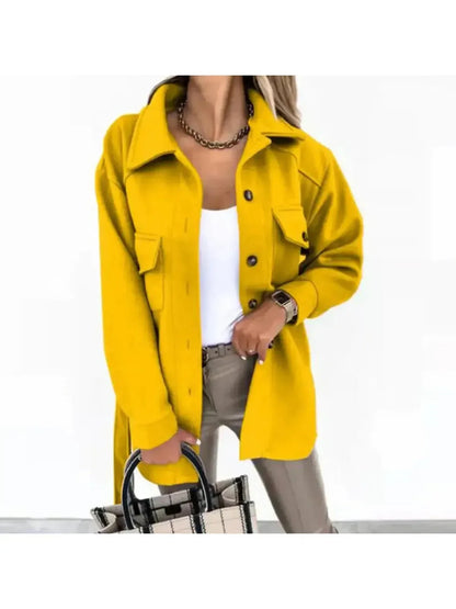 Women's Jacket | Oversized Collar, Angled Flap Pockets