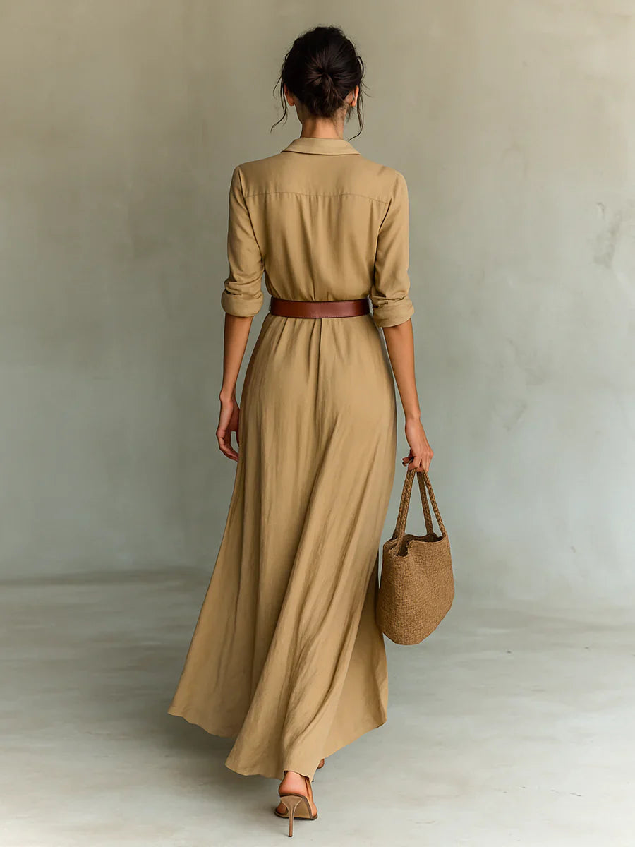 MAXI SHIRT DRESS WITH BELT AND LONG SLEEVES 5