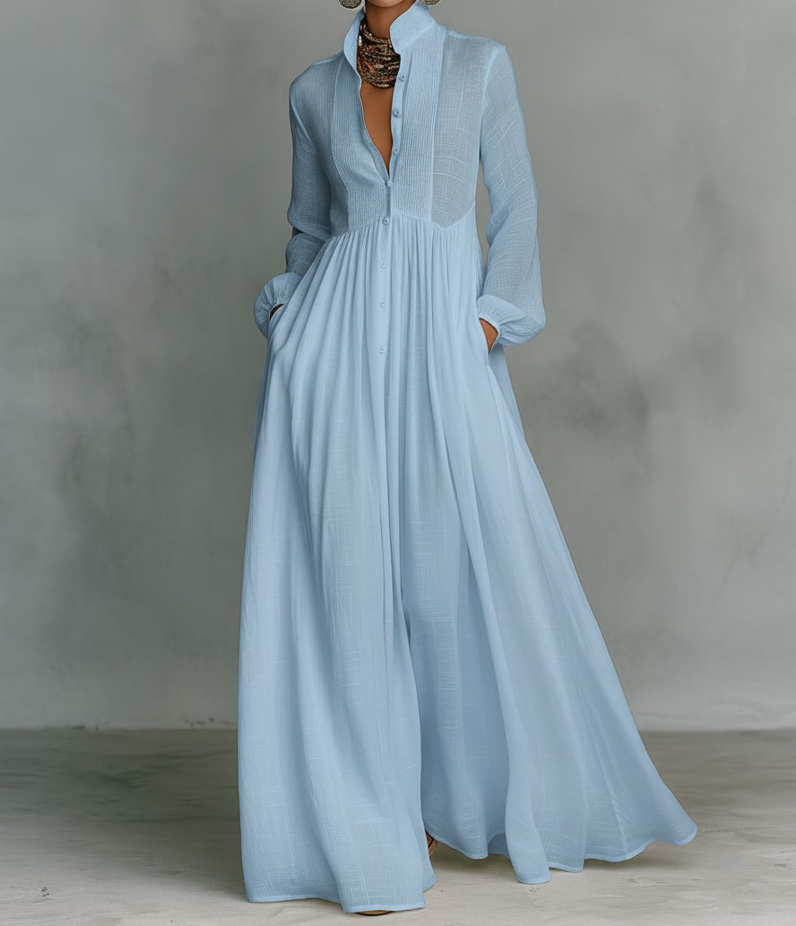 MINIMALIST MAXI DRESS WITH MAO COLLAR 1