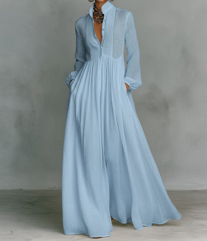 MINIMALIST MAXI DRESS WITH MAO COLLAR 1