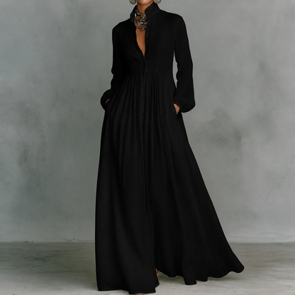 MINIMALIST MAXI DRESS WITH MAO COLLAR 2