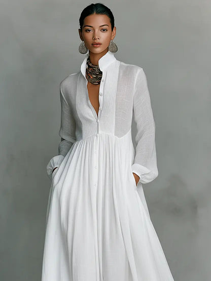 MINIMALIST MAXI DRESS WITH MAO COLLAR 5