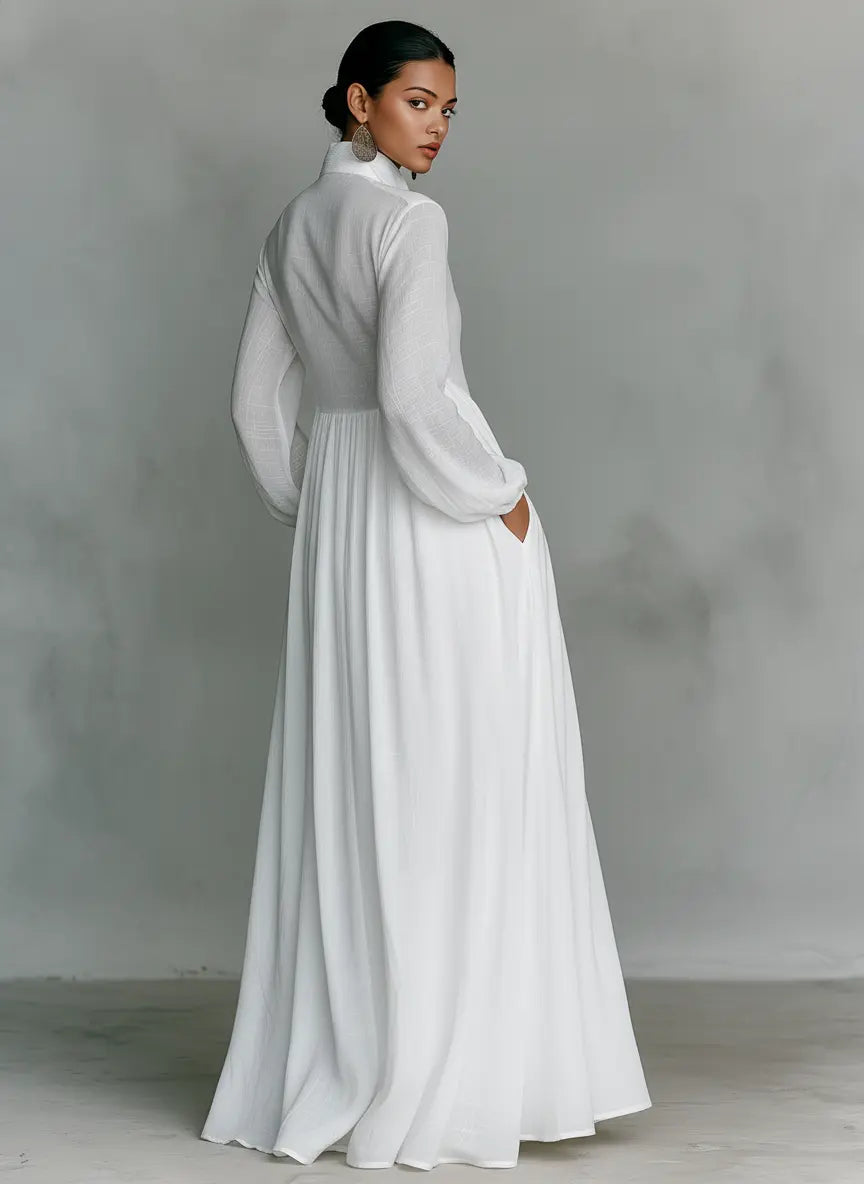 MINIMALIST MAXI DRESS WITH MAO COLLAR 6