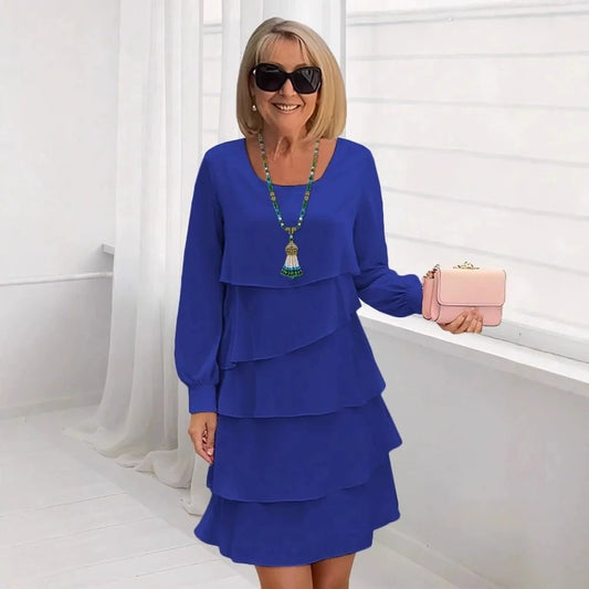 Margaret | Elegant Comfort Ruffle Dress Long Sleeve 0