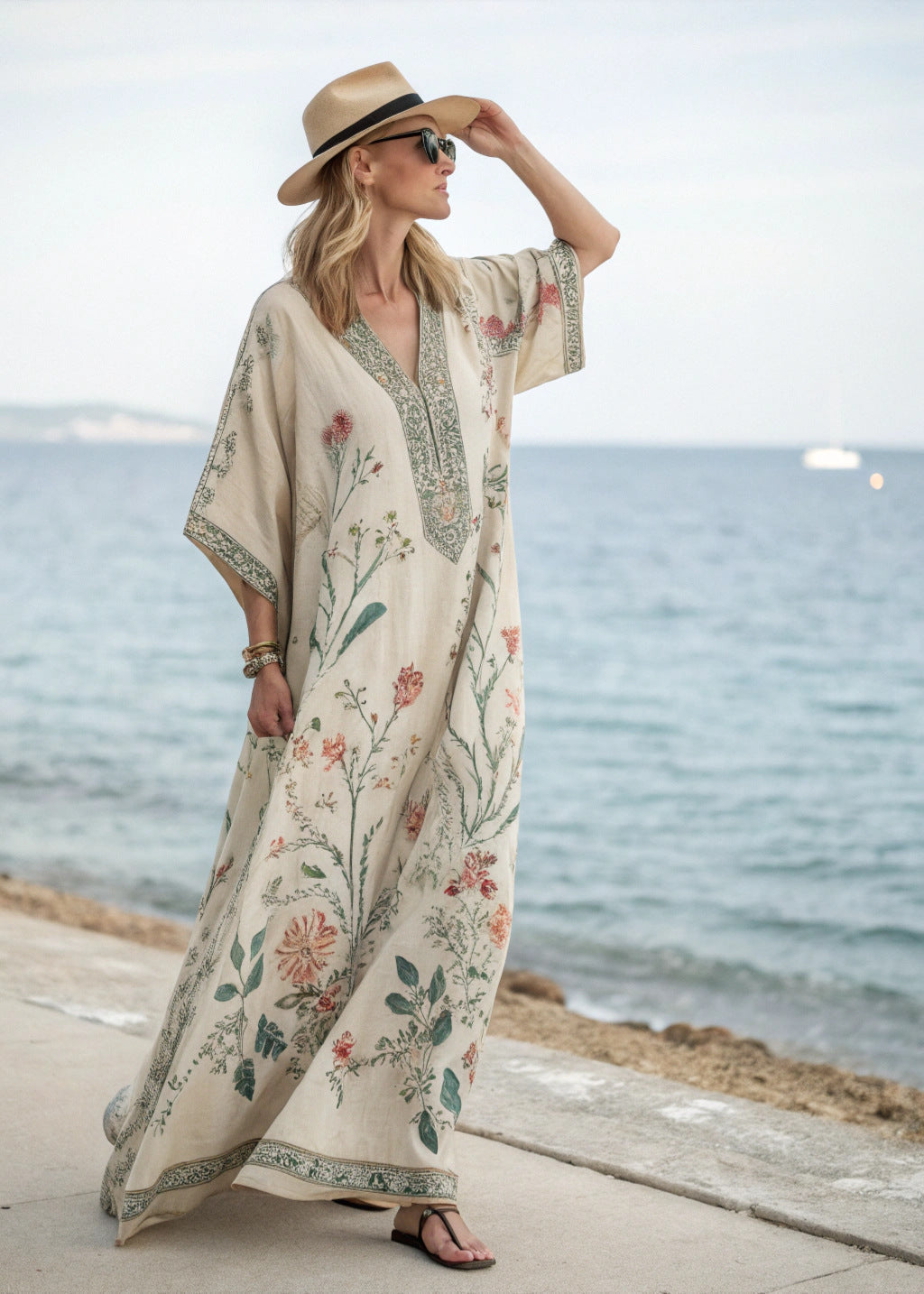 Maxi Dress | Elowyn Floral Kaftan Maxi Dress for Women