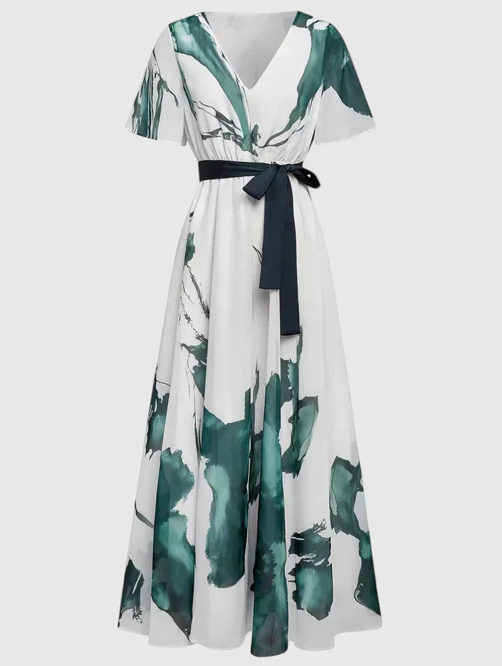 Maxi Dress | Palm Print Wrap Gown