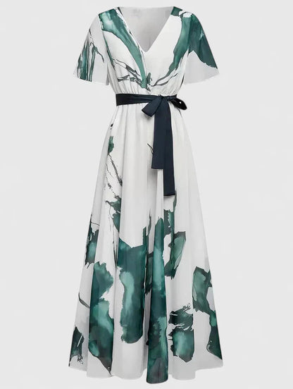 Maxi Dress | Palm Print Wrap Gown
