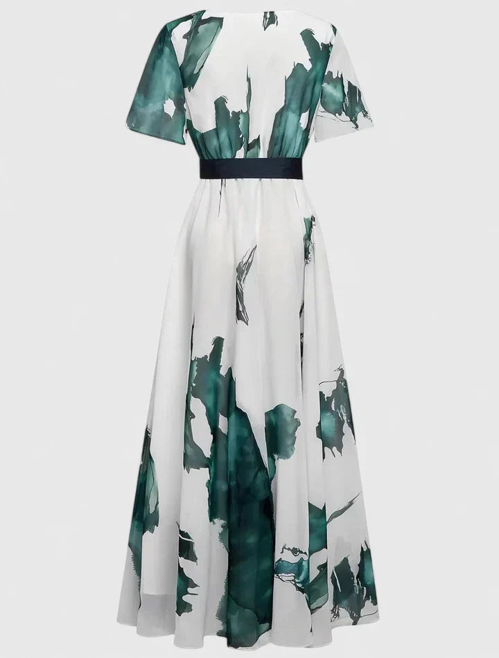 Maxi Dress | Palm Print Wrap Gown