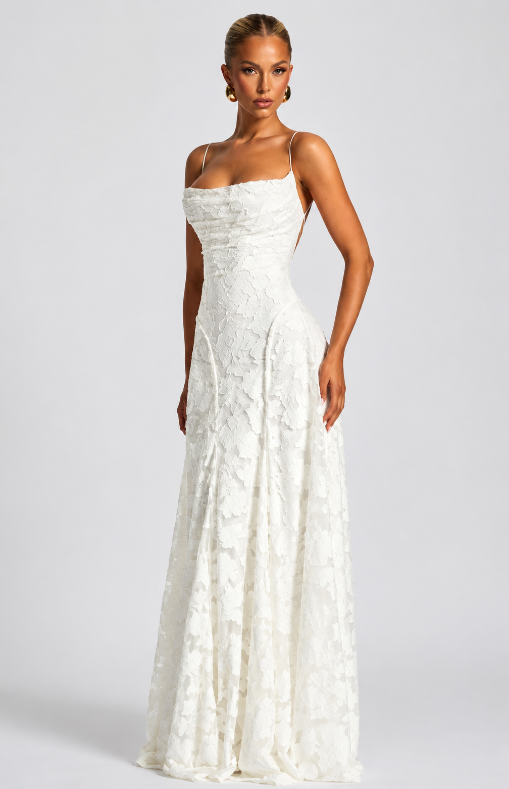 Maxi Dress | Selvira Lace Spaghetti-Strap Evening Gown for Women