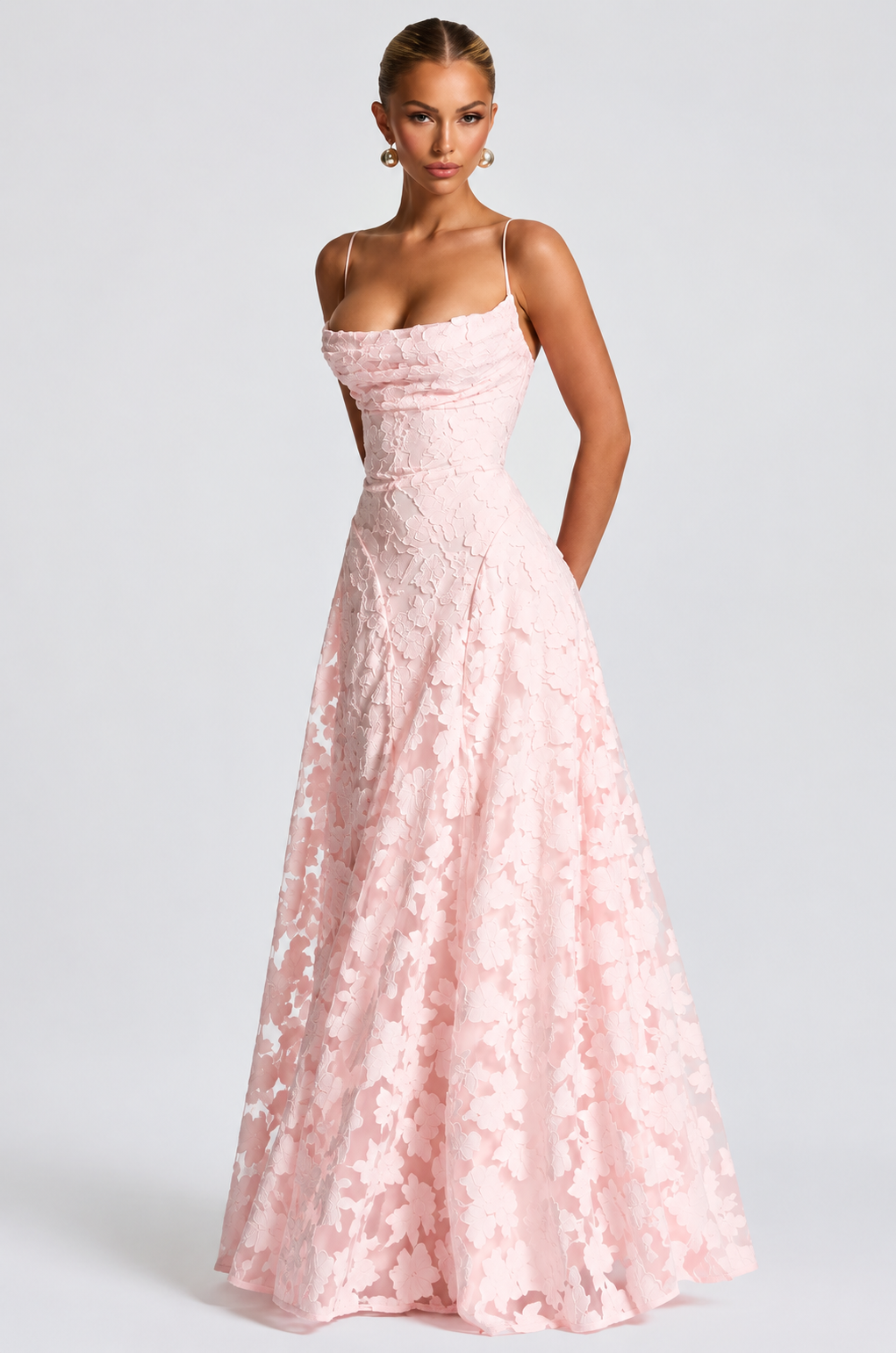 Maxi Dress | Selvira Lace Spaghetti-Strap Evening Gown for Women