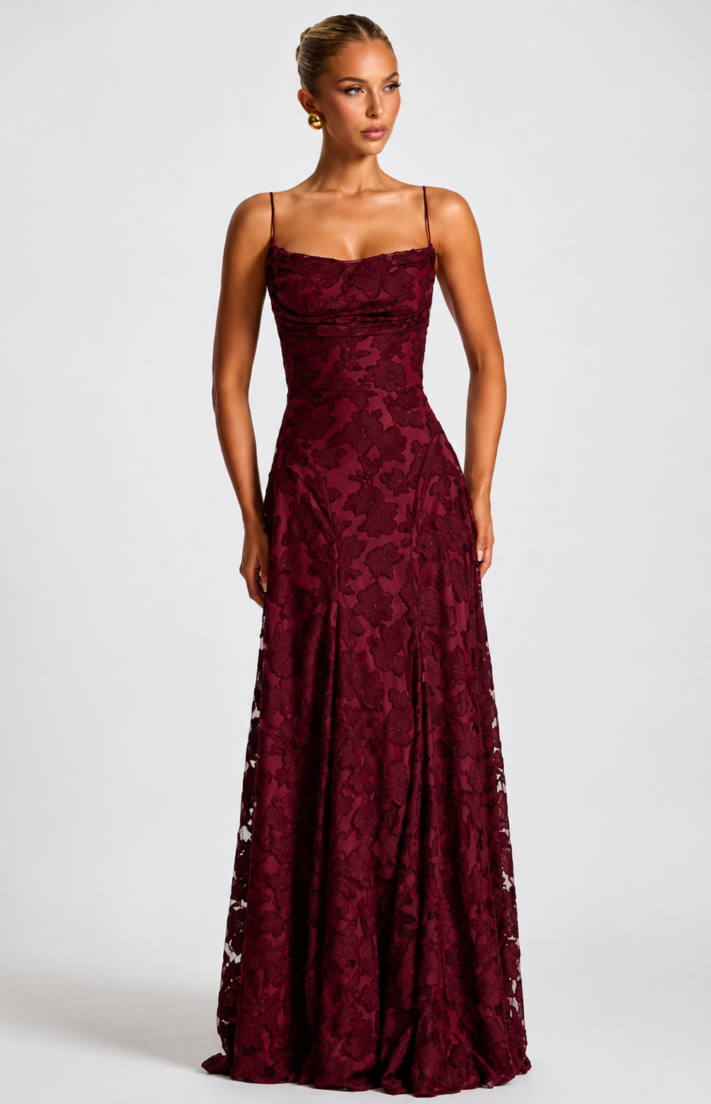 Maxi Dress | Selvira Lace Spaghetti-Strap Evening Gown for Women