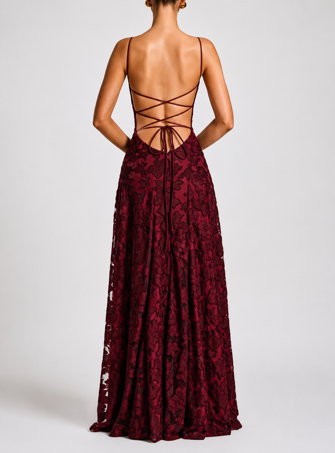 Maxi Dress | Selvira Lace Spaghetti-Strap Evening Gown for Women