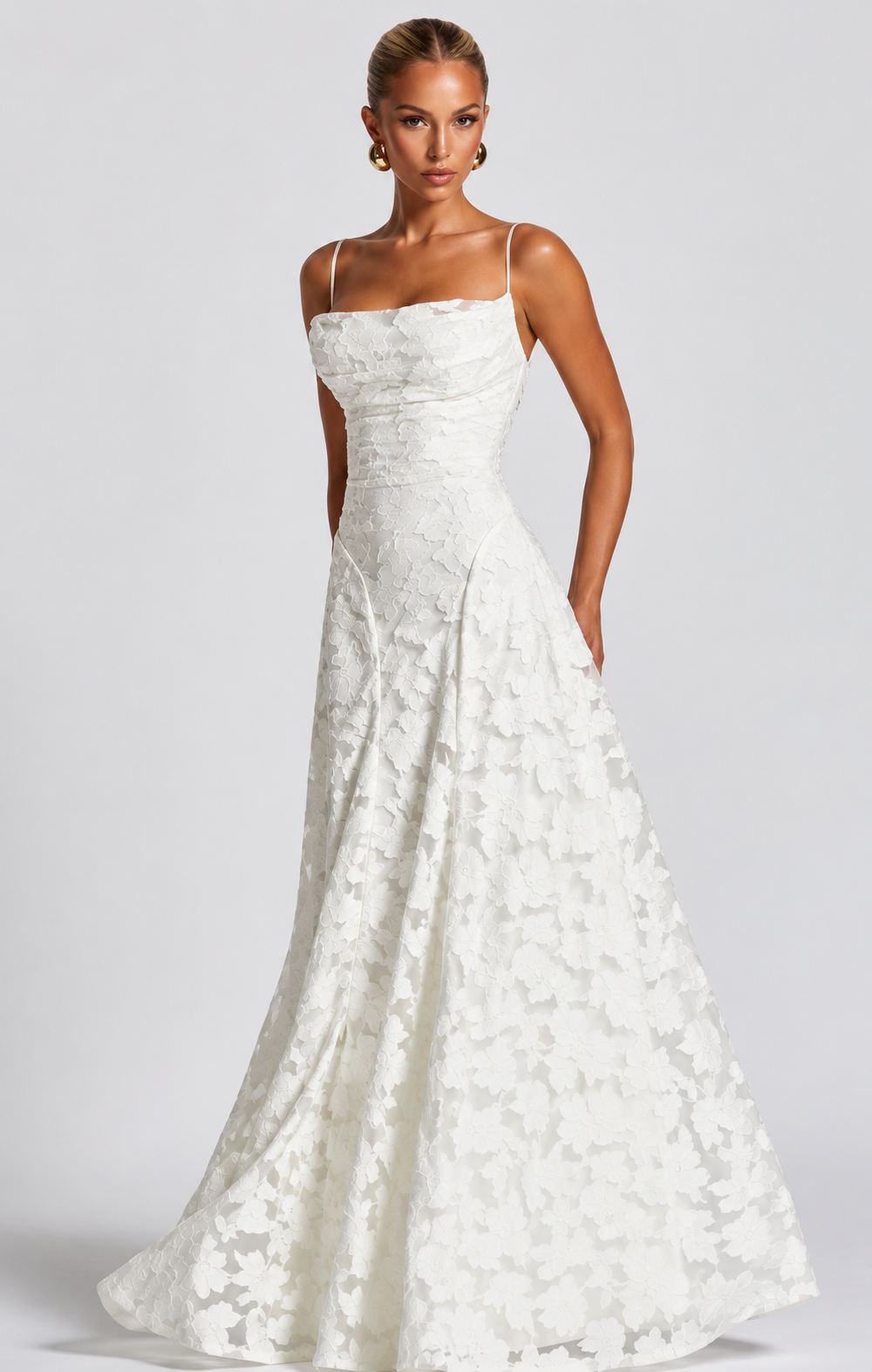 Maxi Dress | Selvira Lace Spaghetti-Strap Evening Gown for Women