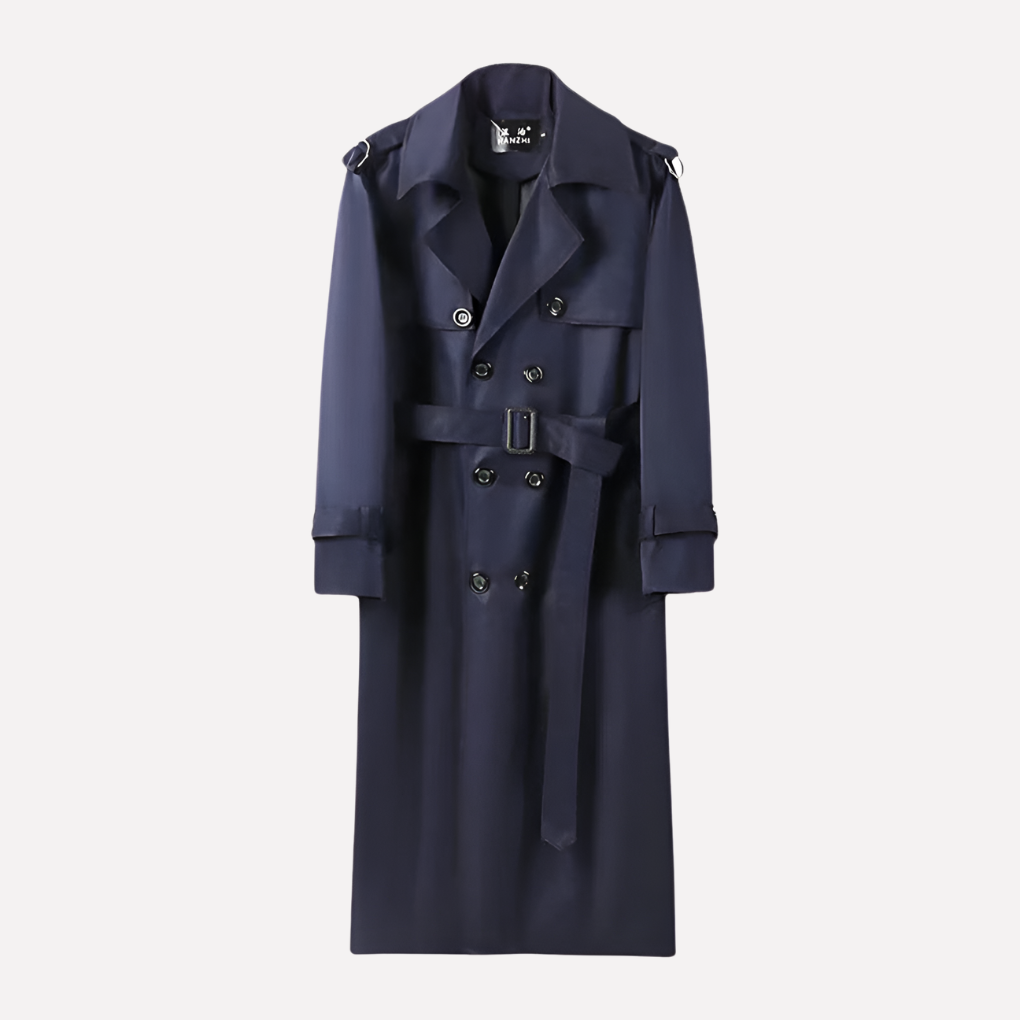 Men’s Over the Knee Belted Trench Coat 1