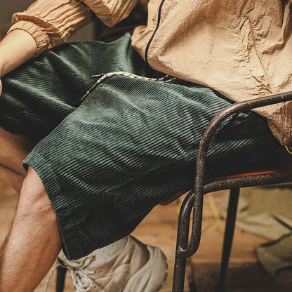 Men's Corduroy Shorts | Drawstring Waist Roll Cuff Style