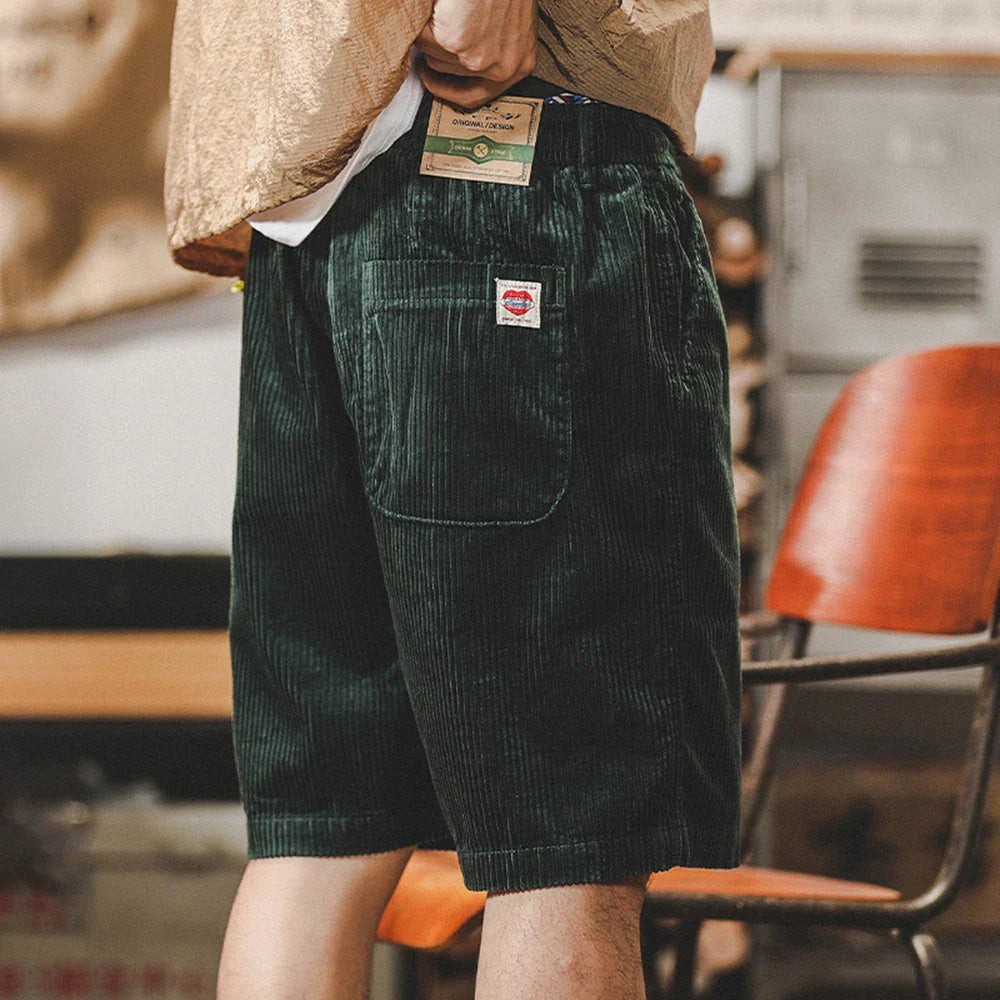 Men's Corduroy Shorts | Drawstring Waist Roll Cuff Style