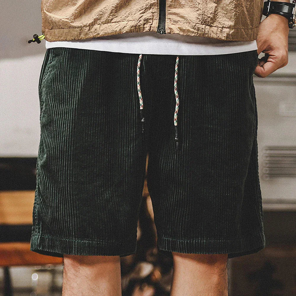 Men's Corduroy Shorts | Drawstring Waist Roll Cuff Style