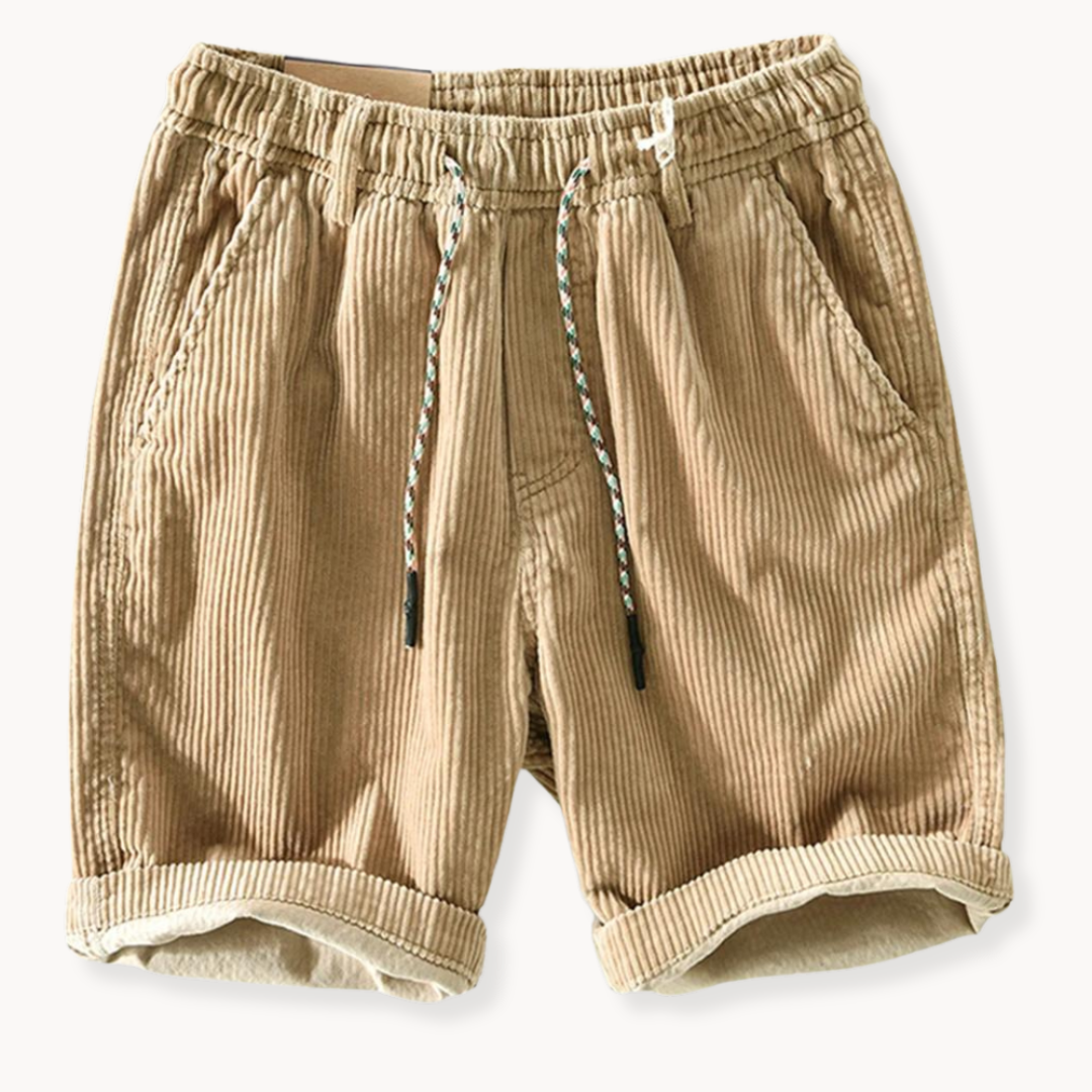 Men's Corduroy Shorts | Drawstring Waist Roll Cuff Style