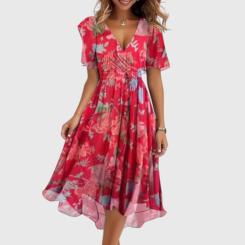 Midi Dress | Abstract Print Wrap