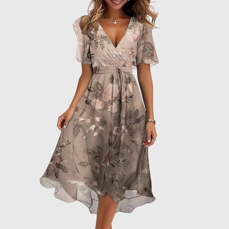 Midi Dress | Abstract Print Wrap