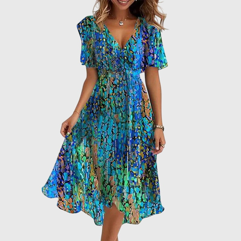 Midi Dress | Abstract Print Wrap