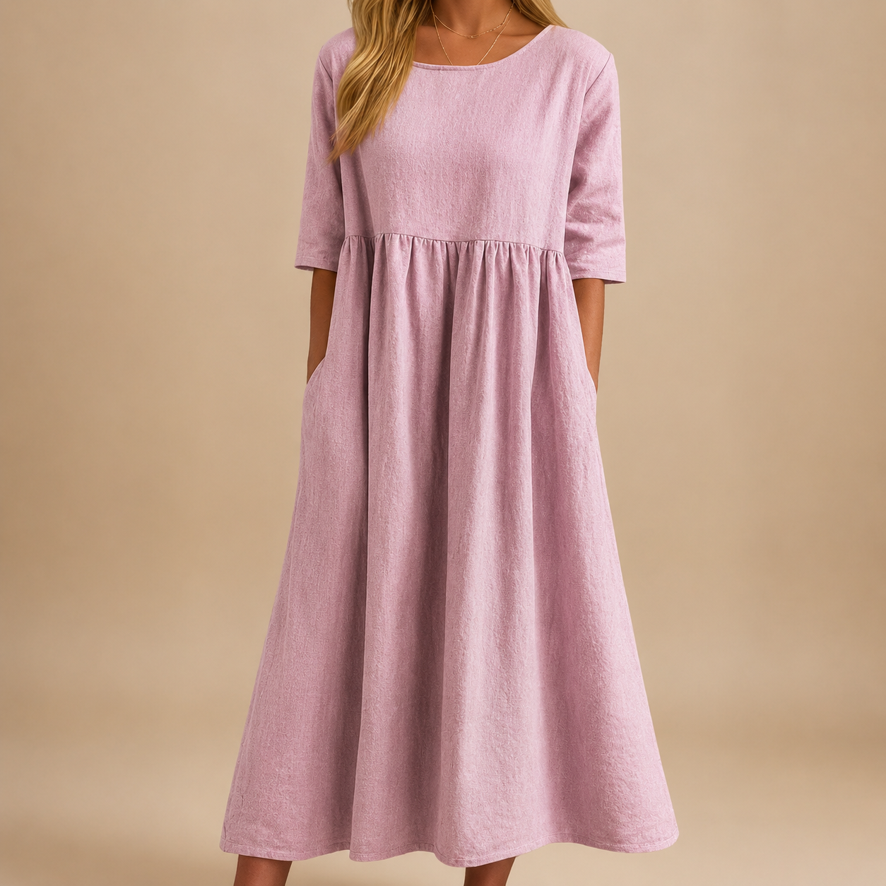 Midi Dress | Flattering Cotton Linen Swing