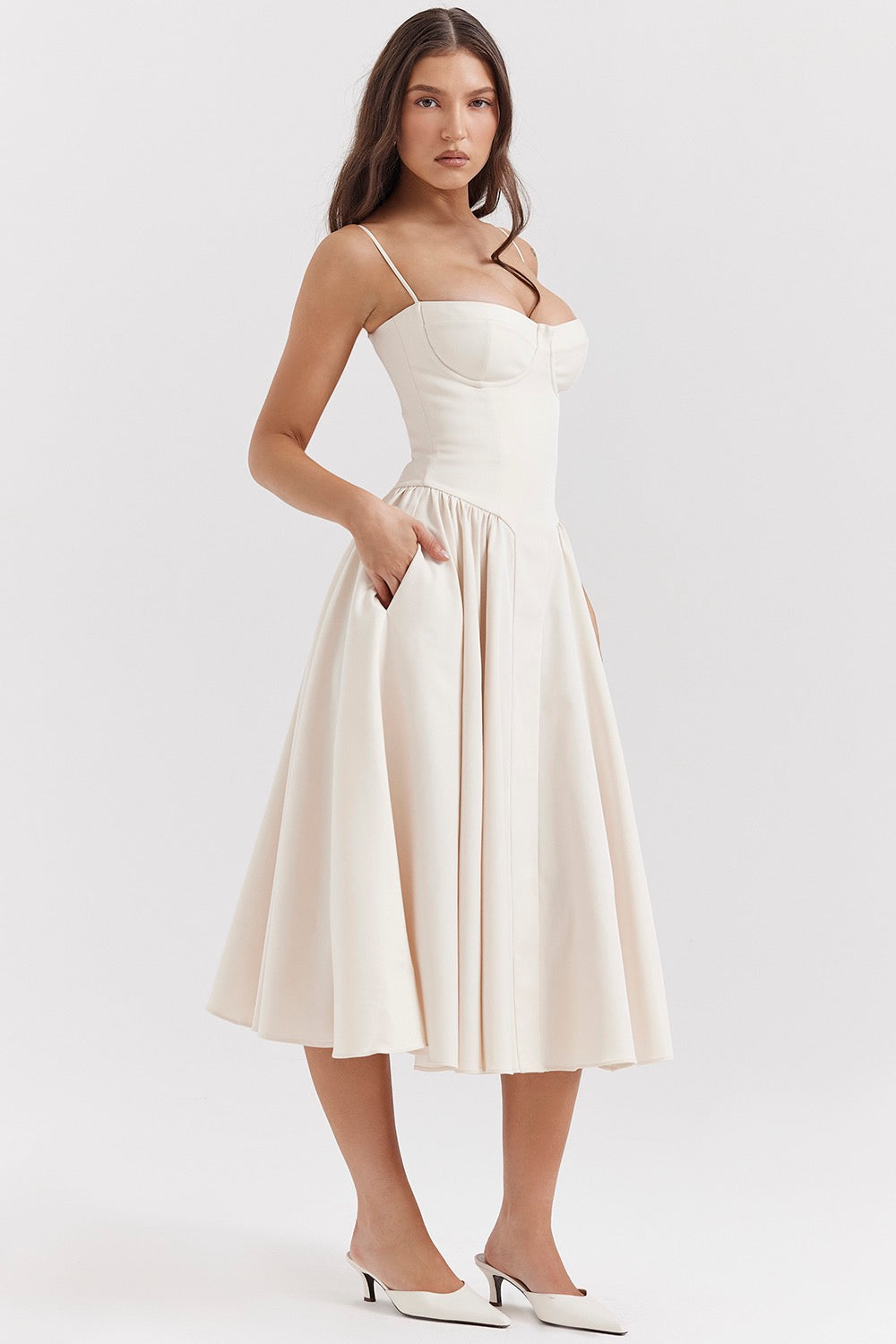 Midi Dress | Jessica Bustier Spaghetti-Strap Midi Dress for Women