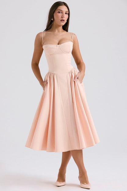 Midi Dress | Jessica Bustier Spaghetti-Strap Midi Dress for Women