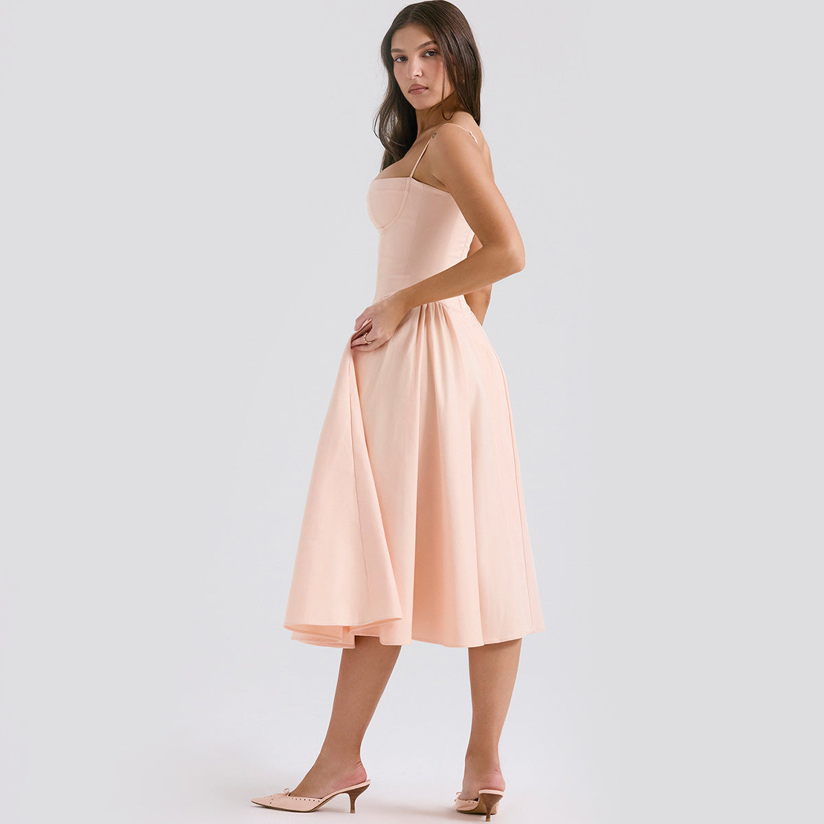 Midi Dress | Jessica Bustier Spaghetti-Strap Midi Dress for Women