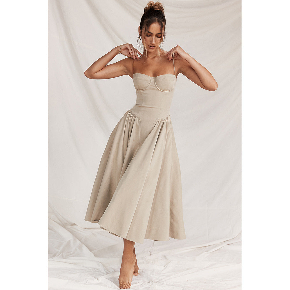 Midi Dress | Jessica Bustier Spaghetti-Strap Midi Dress for Women